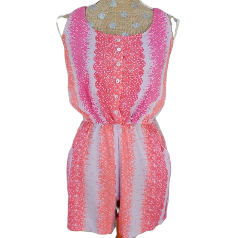 Atmosphere Romper pink orange gray shorts Small
